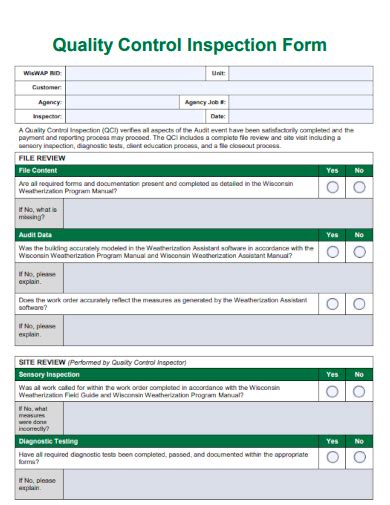 Quality Control Forms .